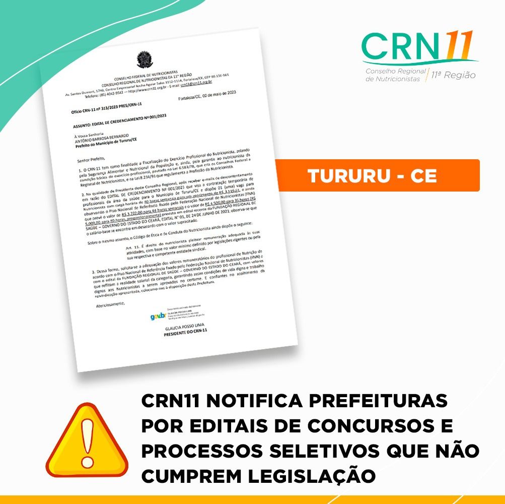 CRN11 Notifica Prefeituras Por Editais De Concursos E Processos